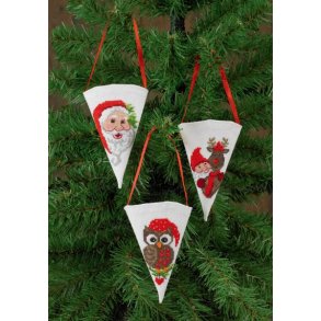 Broderipakning - 3 stk. Jule dekorationer til juletr 