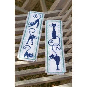 Broderipakning bogmrker - Glade Katte