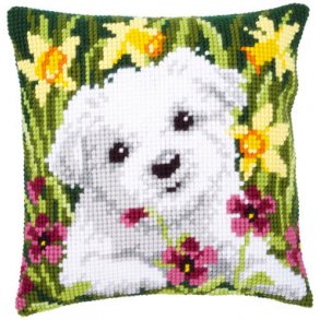 Broderipakning - stramaj pude - Westie i pskeliljer