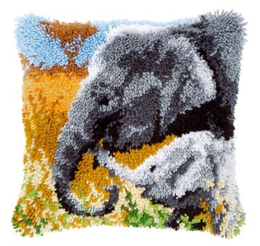 Rya pude - Elefant med unge