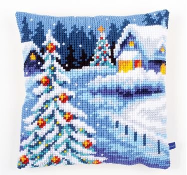 Broderipakning - Stramaj pude - Vinter landskab