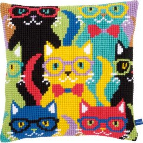 Broderipakning - Stramaj pude - Sjov kat