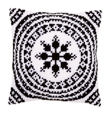 Broderipakning - stramaj pude - Sort hvid pude I - Div. motiver ...