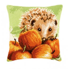 Broderipakning - stramaj pude - Pindsvin med bler