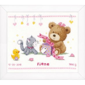 Broderipakning - Fdsels minde - Fiene / Tygo - Pink eller bl