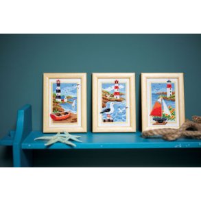 Broderipakning - kort 3 stk. - Sommer v/ fyrtrn