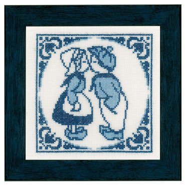 Broderipakning - Billede - Delft 4 st.