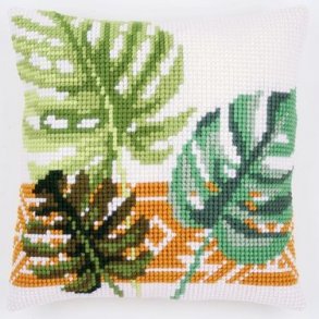 Broderipakning - stramaj pude - Botaniske blade III