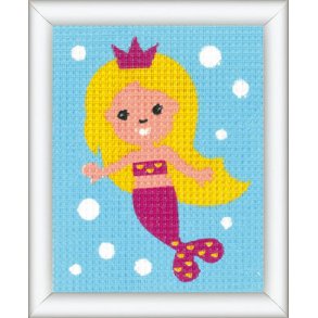 Broderipakning p malet stramaj stof - Havfrue