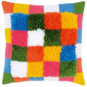 Broderipakning - Rya pude inkl. bagbekldning - Bright squares