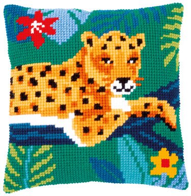 Broderipakning - stramaj pude - Leopard