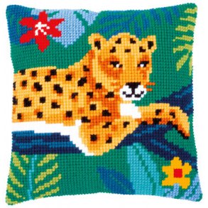 Broderipakning - stramaj pude - Leopard