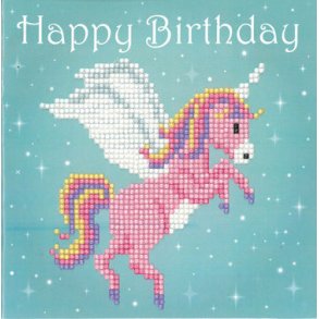 Diamond Painting kit - F�dselsdags kort - Enhj�rning