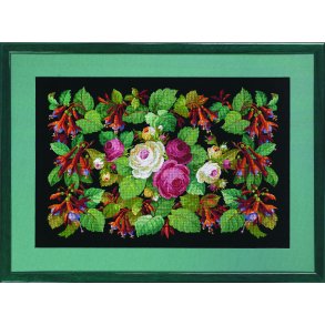 Broderipakning - billede - Roser/Fuchsia 