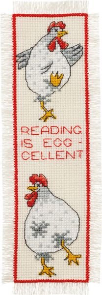 Broderipakning - bogmrke - Reading is Egg-cellent