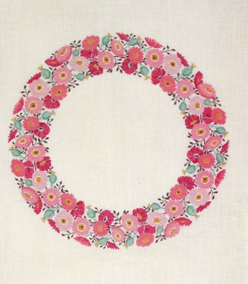 Broderipakning dug - Evighedskrans med lyserde blomster