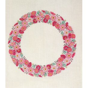 Broderipakning dug - Evighedskrans med lyserde blomster