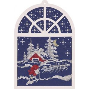 Broderipakning Julepynt - Vinduesbillede Jul I