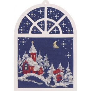 Broderipakning Julepynt - Vinduesbillede Jul II