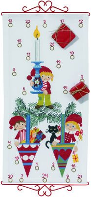 Broderipakning - Adventskalender - Nisser i krmmerhuse