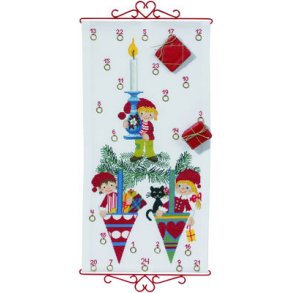 Broderipakning - Adventskalender - Nisser i krmmerhuse