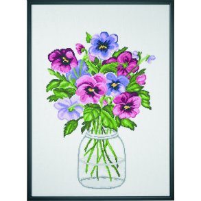 Broderipakning - Billede - Stedmoder i krukke