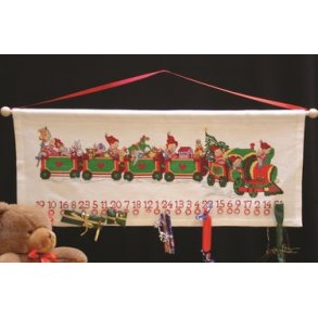 Broderipakning - Julekalender med tog syet p� aida