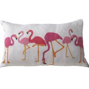 Broderipakning - Pude - Lyserd Flamingo