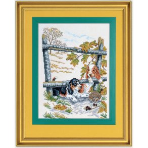 Broderipakning - vgbillede - Hundehvalpe og Pindsvin