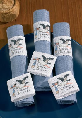 Broderipakning - Servietringe 6 stk. dreng