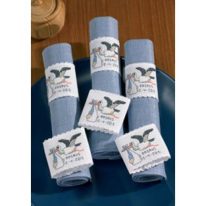 Broderipakning - Servietringe 6 stk. dreng