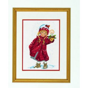 Broderipakning - vgbillede - Pige med lys