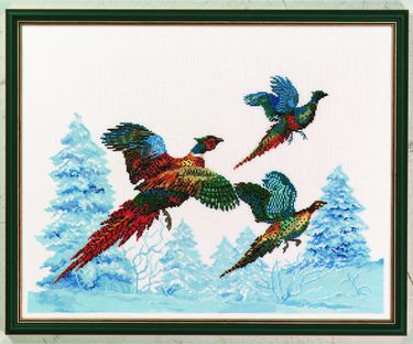 F�rdig broderet Bl� Fasan