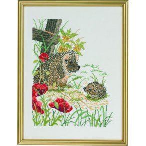 Broderipakning - Pindsvin og valmuer