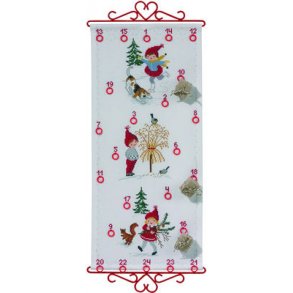 Broderipakning - Adventskalender - Nisser med dyr
