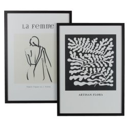 Ramme str. 50 x 70 cm. - Natur / Sort / Hvid