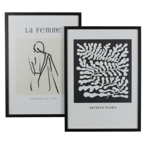 Ramme str. 50 x 70 cm. - Natur / Sort / Hvid