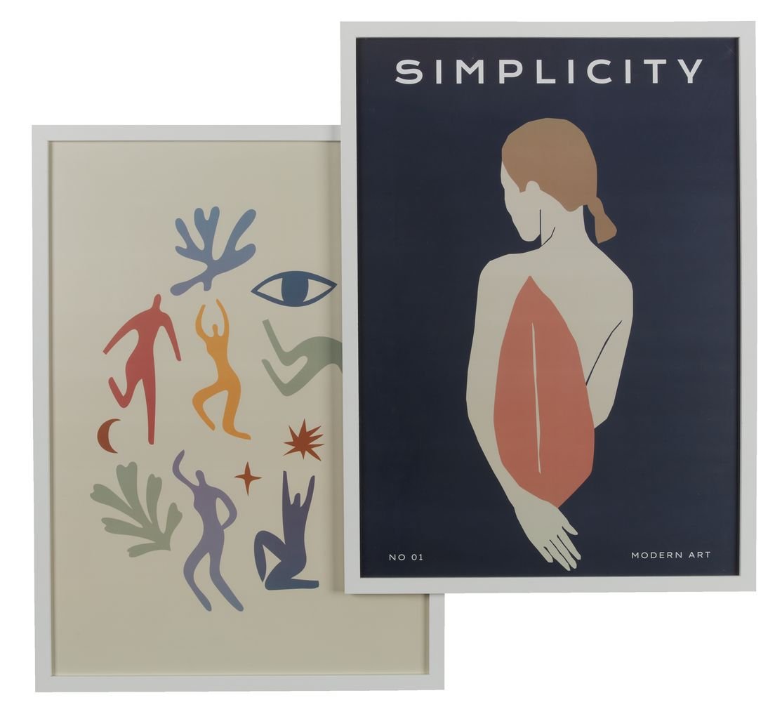 Ramme str. 50 x 70 cm. - Natur / Sort / Hvid