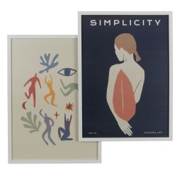 Ramme str. 50 x 70 cm. - Natur / Sort / Hvid