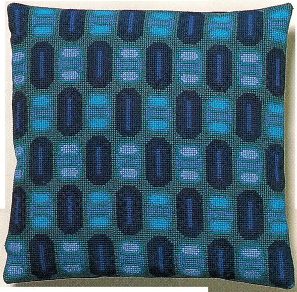 Broderipakning - pude fra HHF - Bl sten