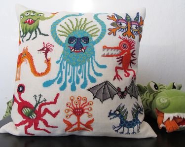 Broderipakning - Pude - Monstre