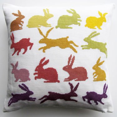 Broderipakning - Pude - Vilde kaniner