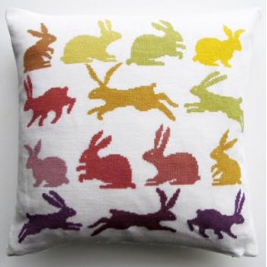 Broderipakning - Pude - Vilde kaniner