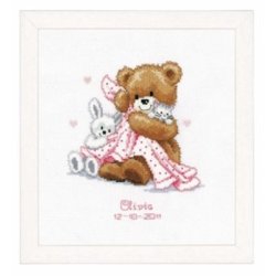 Broderipakning - Fdselsminde - Bamse med tppe