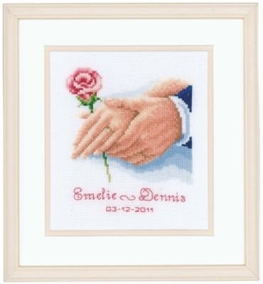 Broderipakning - Bryllup - 2 hnder med rose