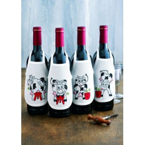 Broderipakning - 4 stk flaskeforklder ker