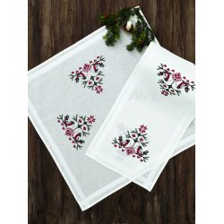 Broderipakning - Ptrykt julelber - Fugle med hjerter