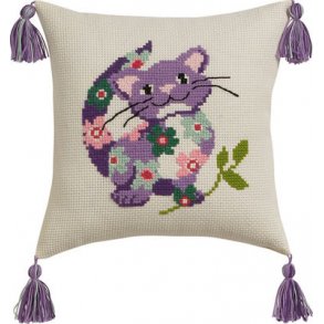 Broderipakning - Pude lilla kat