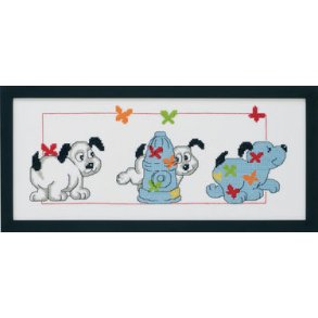 broderipakning - v�gbillede - Hunde om lygtep�l