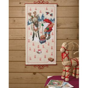 Frdigsyet julekalender - fuldt monteret - Julemand med ren